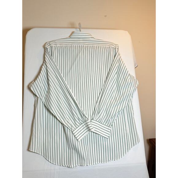 Polo Ralph Lauren Andrew Green White Striped Button Down Shirt Size 17.5/34-35 - Picture 4 of 7